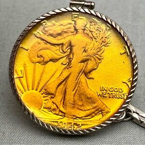 1942 Coin Jewelry Walking Liberty Half Dollar Sterling Chain Necklace